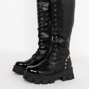 COPY - Rhinestone military knee high boots